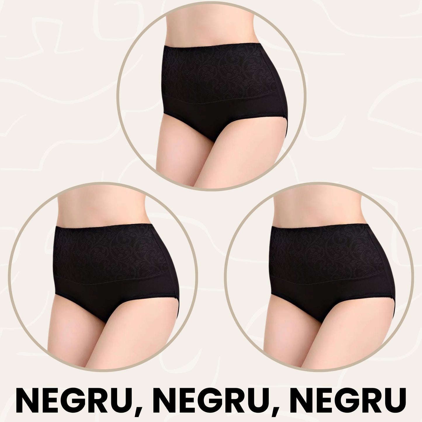 PureForm - Chiloți cu talie înaltă (Set de 3)