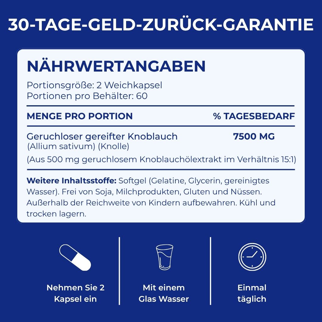 Gealterter Knoblauchextrakt – 7500 mg geruchlos